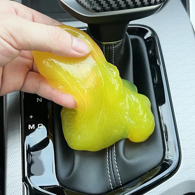 Car Cleaning Gel, Eco-Friendly & Biodegradable Detailing Putty for Car Interior, Reusable Slime for Vents, Keyboard Cleaner, Dust Cleaning Goop, Auto Accessories, Lemon Scented, 5.6 Oz