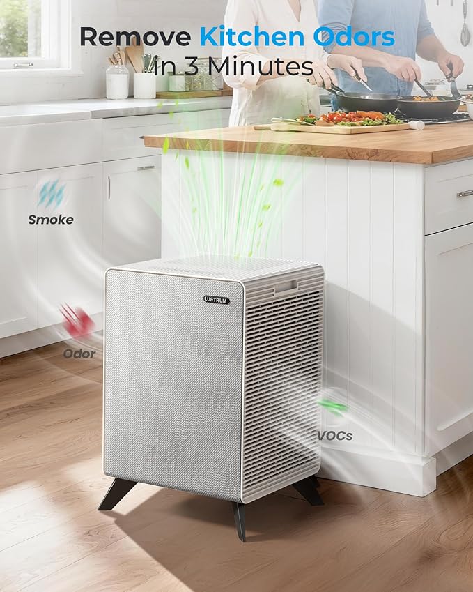 Air Purifiers for Home Large Room Up to 2250 ft² with WIFI - Remove 99% of Smoke Allergies Pet Dander Odor - Dual 3-Stage Filter of Washable and True HEPA Filter with AQI, Sleep, Auto Mode