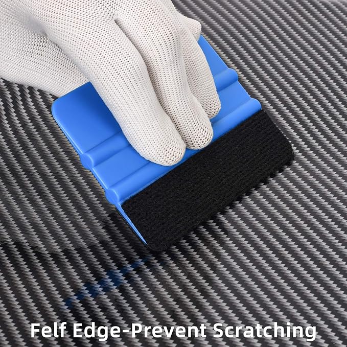 Durable Black Felt Edge Vinyl Squeegee Tool 4-Inch, Car Vinyl Film Wrapping Decal Window Tint Work, Professional Scratch Free Squeegee (Pack of 3)