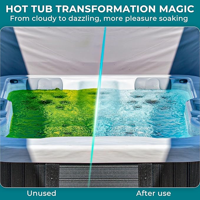 Water Clarifier for Spa Hot Tub or Pool- Clears Cloudy Water, Improves Filter Efficiency, Keeps pH Balanced - Highly Concentrated Chemical Water Clarifier for All Spas, Hot Tubs & Pools -32 oz