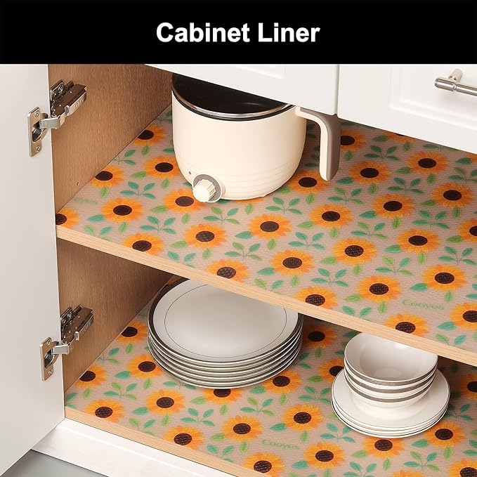 Cooyes Shelf Liner – Premium Non-Adhesive Cabinet & Drawer Liner for Kitchen – Waterproof Shelf Paper with Modern Pattern – Durable EVA Cabinet Mat – Easy to Cut （24" W x 360" L）