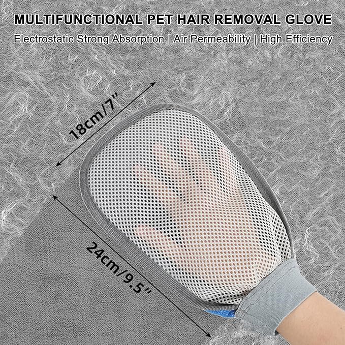 Pet Hair Removal Glove for Dogs & Cats, 2026 Newly Upgraded Electrostatic Animal Hair Removal Glove, Reusable Magic Brush for Clothing, Couch, Bed, Carpet, Car Seat, Furniture