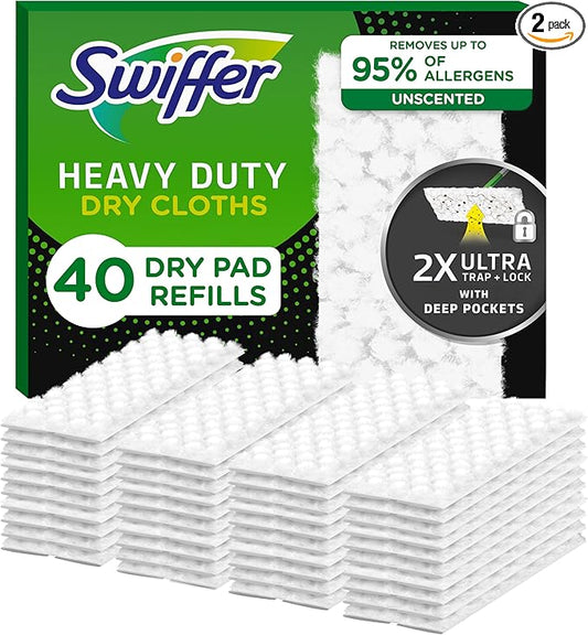 Swiffer Sweeper Heavy Duty Dry Multi-Surface Cloth Refills for Floor Sweeping and Cleaning, 20 count (2 Pack)