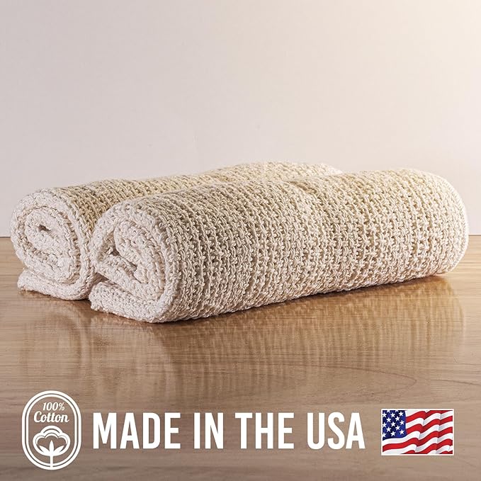 Old Fashion 100% Cotton Kitchen Towels - Set of 2-24"x15" (Sage Green/Natural)