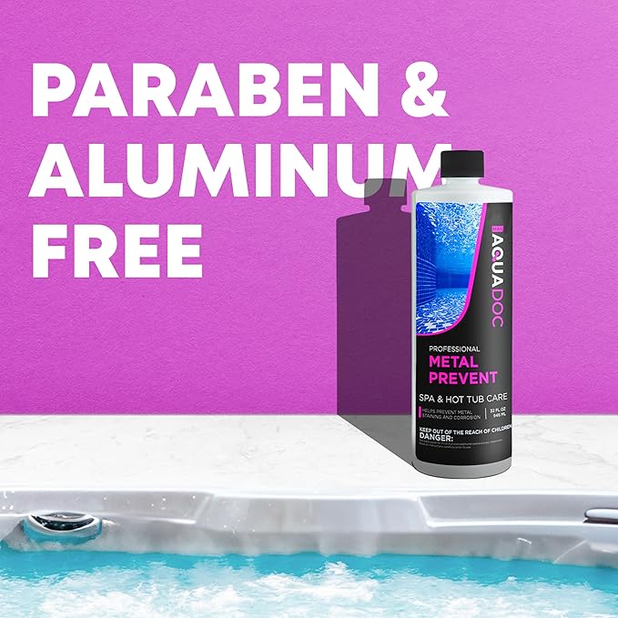 Spa Metal Control and Stain Protector to Protect Hot Tub Surfaces 32oz - Metal Gone Hot Tub Chemicals Made in The USA - AquaDoc