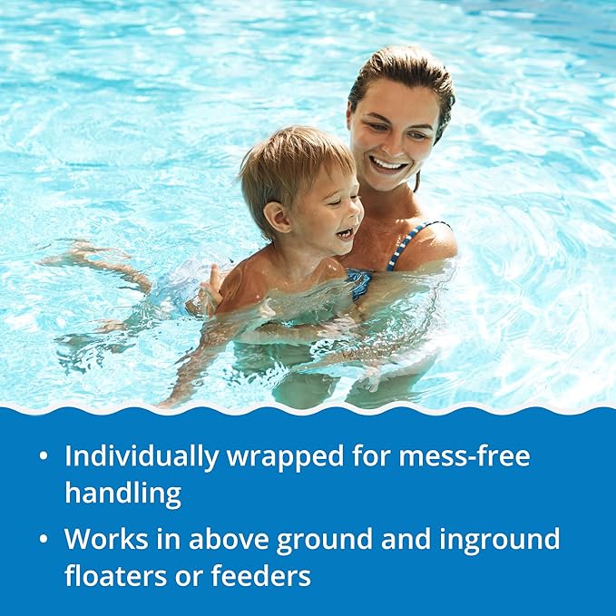 In The Swim Chlorine and Shock Bundle for Sanitizing Swimming Pools – Includes 48 Pound Bucket of 5-in-1 Super Multi-Tablets and 24 x 1 Pound Bags of 68% Cal-Hypo Pool Shock