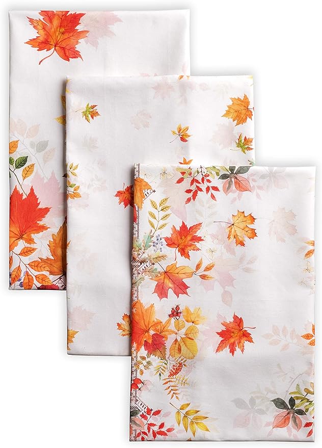 Maison d' Hermine Kitchen Towels Set of 3 100% Cotton 20" x 27.5" Reusable Cloth Tea Dish Towels Absorbent with Hanging Loop for Kitchen Dining Thanksgiving Christmas Decorations (Amarante)