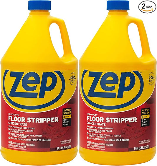 Zep Heavy-Duty Floor Stripper Ammonia Free Concentrate - 1 Gallon (Case of 2) ECZULFFS1282 - Low-Foaming Formula Removes Finish, Polish, and Heavy Buildup on Flooring