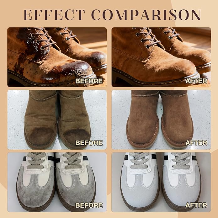 Suede & Nubuck Care Kit, 5-Piece Set with Cleaner, Protector, Suede Brush & Eraser Clean, Microfiber Cloth, Premium Care Kit Protect for Shoes, Boots, Uggs, Furniture, Jackets, Bags and Apparel