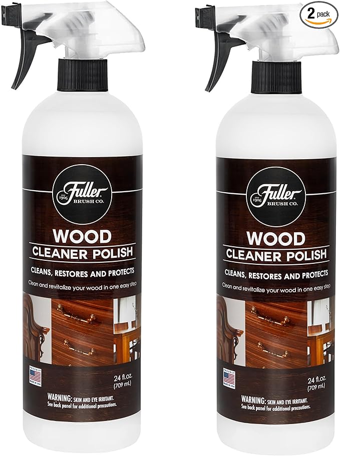 Fuller Brush Wood Polish & Cleaner – Conditions, Shines & Protects Wood Surfaces – Removes Dust, Smudges & Stains – Safe for Furniture, Cabinets, Tables & Trim - (Bottle with Sprayer - Pack of 2)