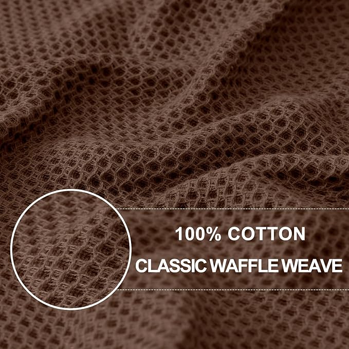 Homaxy 100% Cotton Waffle Weave Kitchen Dish Towels, Ultra Soft Absorbent Quick Drying Cleaning Towel, 13 x 28 Inches, 12-Pack, Coffee