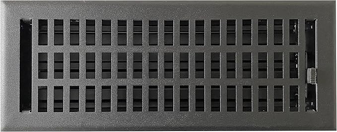 Empire Register Co, Steel Floor Register - 4x12 inch, Modern Contemporary Design, Textured Black Finish, Heavy Duty Walkable Steel Floor Vents, Metal Damper Attached Air Vents for Home Floor only
