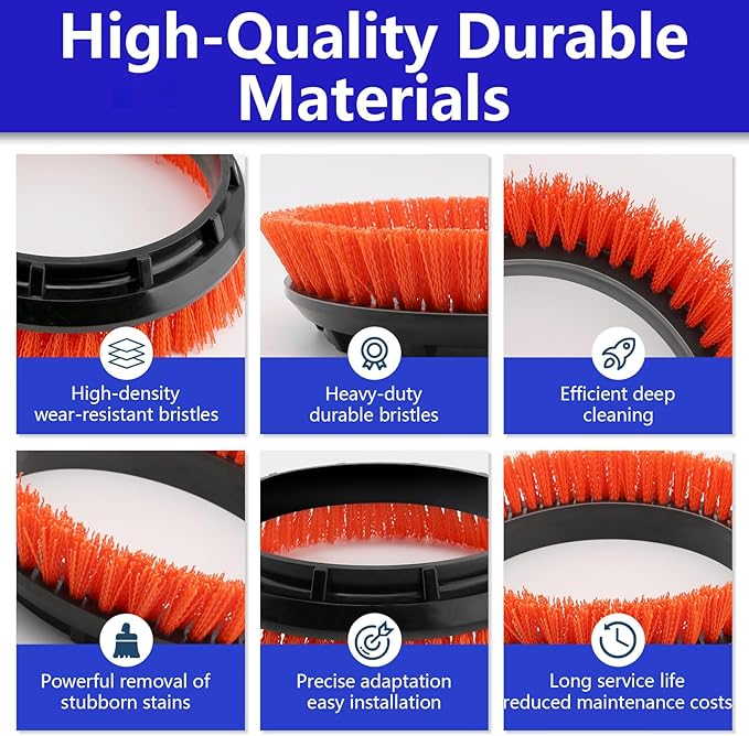 2 Pack 237047 Orange Commercial Tile and Resilient Floor Scrub Brush Replacement for Oreck Commercial ORB550MC, ORB600MW and ORB700MC Floor Machines, Heavy-Duty Brush, 10.5 in. Diameter