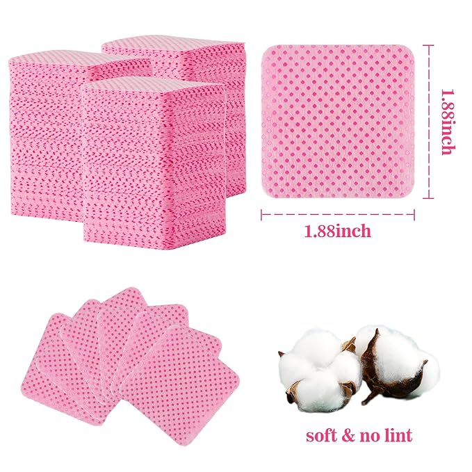 MAQIHAN 1200 Lint Free Nail Wipes - Pink Acetone Nail Polish Remover Wipes Lint Free Nail Wipes Pads Gel Nails No Lint Nail Glue Wipes Eyelash Extensions Toallitas Para Uñas Sin Pelusa Nail Supplies