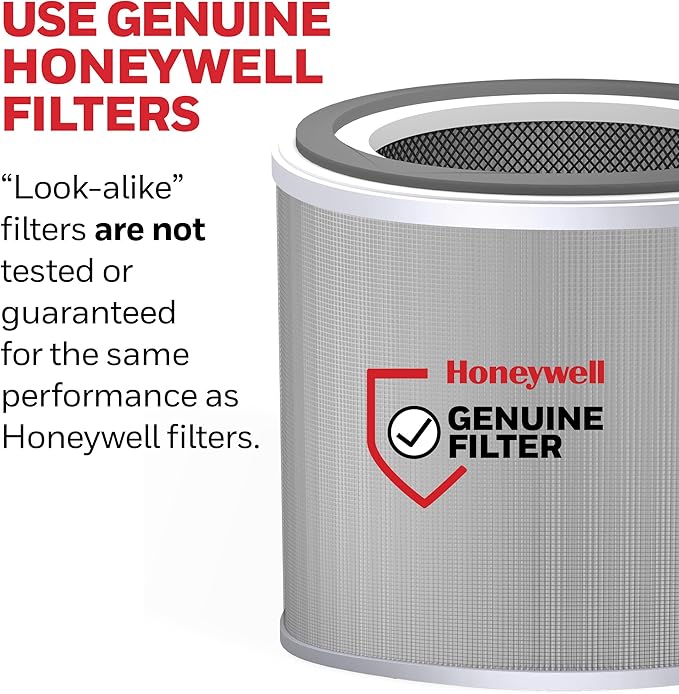 Honeywell AllergenPlus HEPA Air Purifier for Home, 530 Ft² Rooms in 1 hour, 3-in-1 Filter, Compact Design, Auto Mode, Reduces Allergens, Dust, Pollen, Smoke, Pet Dander, Odors, White, HPA125W