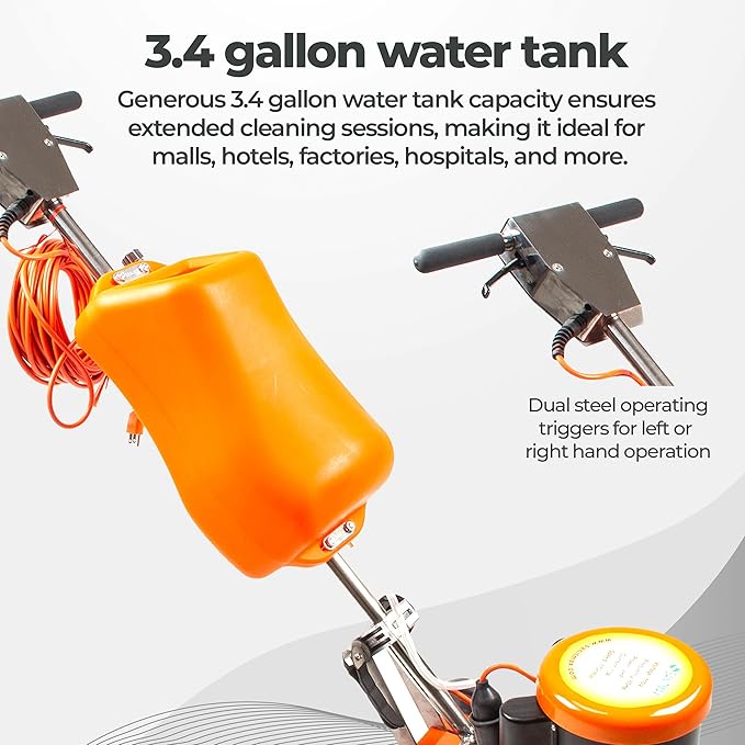 17" Floor Buffer Scrubber Polisher Machine with 3.4 Gallon Tank, 2.0 HP, 175 RPM, Industrial and Commercial Professional Use