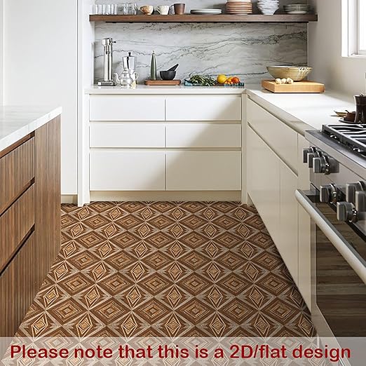 Nuxovilar Peel and Stick Vinyl Flooring, 12x12 Inch Geometric Wood Parquet Pattern, Self-Adhesive Flooring (10 Pcs)