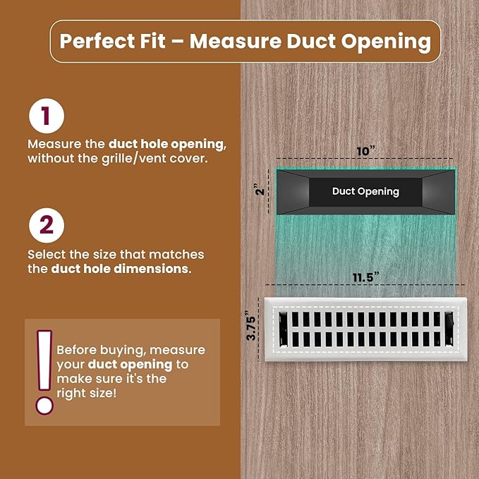 Empire Register Co, Premium Home Vent Covers - 2x10 inch, Modern Contemporary Design, White Finish, Heavy Duty Air Flow Direction Floor Registers, Metal Damper Attached