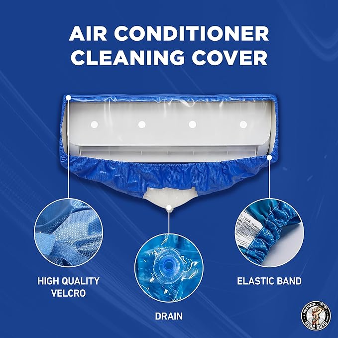 Leak Saver Mini Split Cleaning Bag | 360 Waterproof Design | Fits Systems 38in - 48in Long | Mini Split Cleaning Kit Includes Overspray Guards and Drain Hose