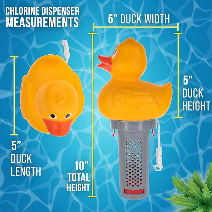 U.S. Pool Supply Duck Floating Spa, Hot Tub & Small Pool Chlorine and Bromine Dispenser - Holds 1" Tablets, 6 Flow Level Control Settings, Fun Yellow Animal Float Floater, Adjustable Balanced Delivery