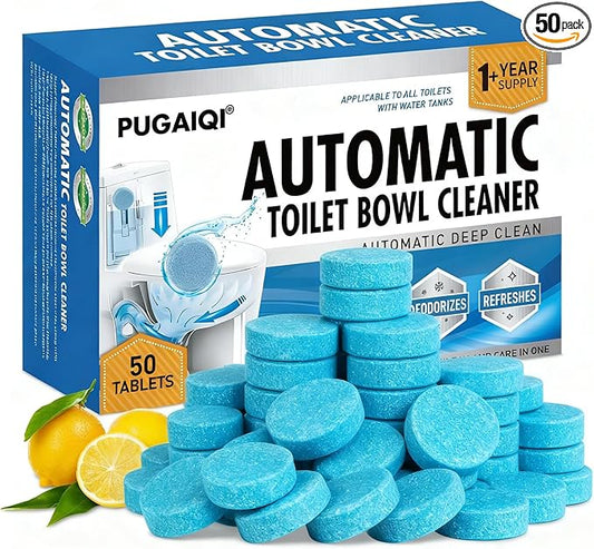 Toilet Bowl Cleaner Tablets Blue Toilet Tank Cleaners, Septic-Safe Hard Water Stain Remove, Odor Remover Bathroom& Effervescent Stain， Automatic Toilet Cleaning & Deodorizer，50 Count Automatic—good50