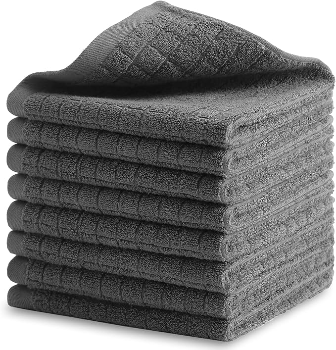 100% Cotton Kitchen Dish Cloths Set (8 Pack) – 13 x 13 Inches Ultra Soft Absorbent Dish Towels for Washing Dishes Scrubbing Dish Cloths Sets