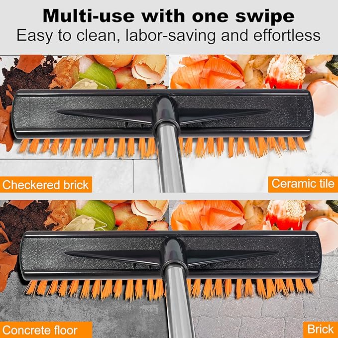 18" Heavy Push Broom for Outdoor Floor Cleaning Heavy Duty Outdoor Broom with 54" Long Handle,Outdoor Broom for Deck,Driveway,Garage,Yard,Deck,Patio,Warehouse,Concrete