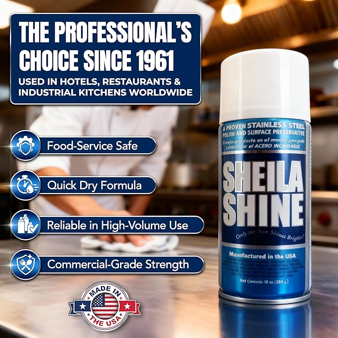 Sheila Shine 3 x 10oz Stainless Steel Cleaner and Polish - Removes Grease, Fingerprint & Watermark - Kitchen Appliances, Refrigerators, Sinks, Ovens & Grills - Stainless Steel Cleaning Spray