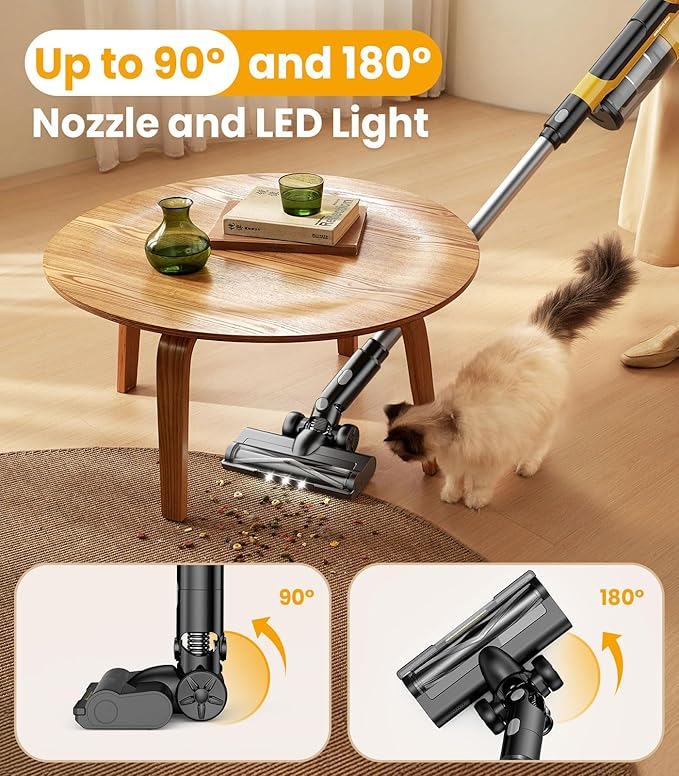 qimedo 8000mAh Battery Vacuum Cleaner Cordless V2, 700W Best Vacuum Cleaners for Carpet, 7 in 1 Electric Stick Vacuum for Home, Hardwood Floor Vacuum for Pet Hair/Dorm