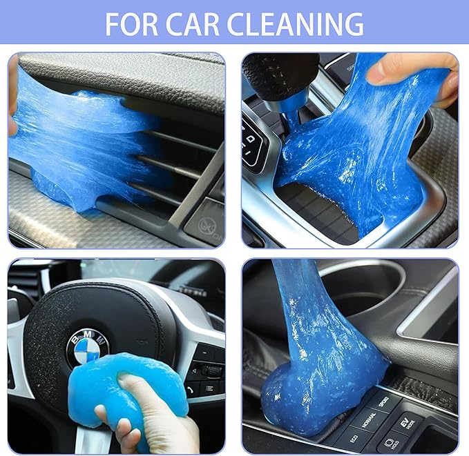 Car Cleaning Gel - Reusable Auto Detailing Tools for Interior Vents, Keyboard, Electronics, 2Pcs Portable Dust Cleaner (Blue/Yellow)