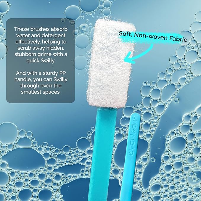 Evaclean Swilly Original Disposable Crevice Brushes - 100 Pack - Versatile Cleaning Tool for Tight Spaces, Window Tracks, Keyboards, Car Vents, and Household Use (Yellow)