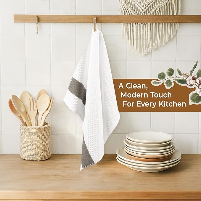 American Soft Linen Dish Towels, 100% Cotton Dish Cloths for Kitchen, 4 Packed Soft Absorbent Quick Dry Kitchen Towels, Gray