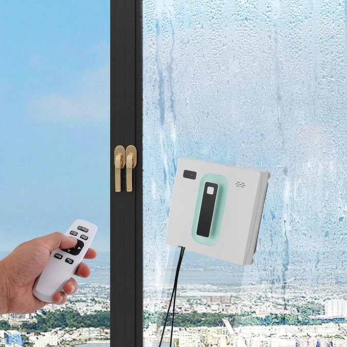 Ultra Thin Window Cleaner Robot Dual Spray 2500Pa Suction with Safety Rope Auto Climbing for Home High Rise Glass Cleaning