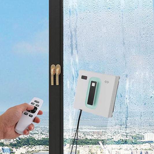 Window Cleaning Robot, Automatic Robot Window Cleaner with Dual Spray Window Vacuum Cleaner Window Cleaner with App & Remote Control, Windows,Tiles, Bathroom Glass (White + Light Green)