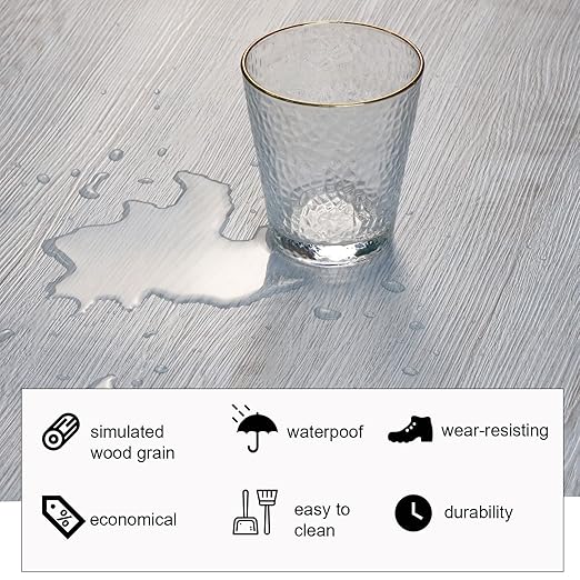Oxdigi Peel and Stick Vinyl Flooring Roll 23"x 118"/19 Sq.Ft, Thicken Self Adhesive Vinyl Floor Tiles Wood Plank Flooring Waterproof Wear-resistant for any Room, Easy DIY Floor Coverings, White-Washed