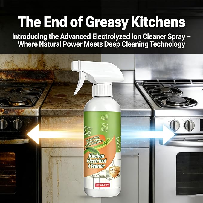 Electrolyzed Ion Kitchen Cleaner Spray - Natural Ingredient Formula & Multi-Purpose Cleaner-Purpose Degreaser for Oven, Stove, Grill, Range Hood & All Kitchen Appliances (2)