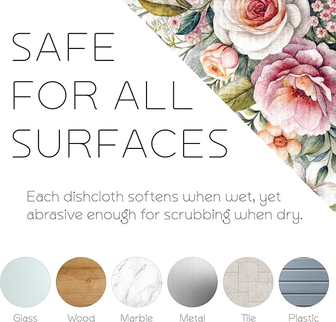 Swedish Dishcloths - 12 Pack | Made in Germany | Ultra-Absorbent, Reusable Cellulose Sponge Cloths for Kitchen | No-Odor, Eco-Friendly Cleaning Wipes | Water-Based Ink | Leaves