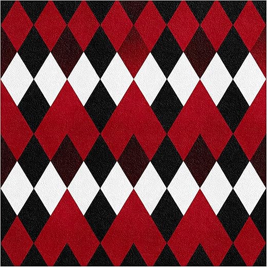 Nuxovilar Peel and Stick Vinyl Floor Tiles, 11.8"x11.8" Red & Black Argyle Pattern, 10-Pack Self-Adhesive Flooring