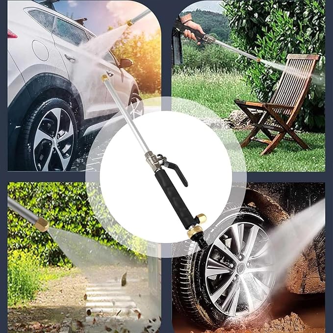 High Pressure Power Washer Wand,Watering Sprayer Cleaning Tool,Upgraded Hydro Jet Water Hose Nozzle with 2 Different Nozzles,Quick Connect FlexibleWand Lance for Gutter Patio Car Pet Window