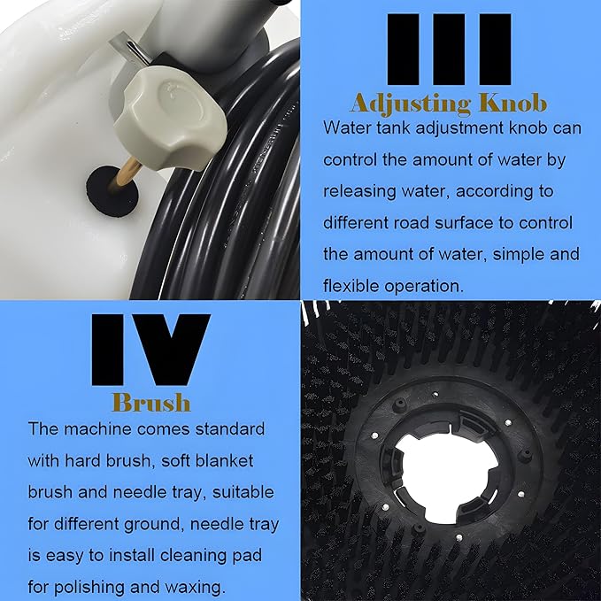 110V 1100W 17" High Speed Floor Scrubber Buffer Carpet Floor Cleaning and Polishing Machine 175rpm Blue