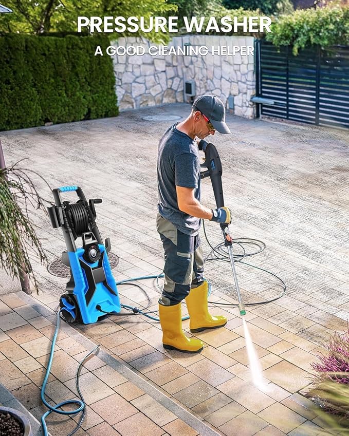 5000PSI Pressure Cleaner Adjustable Pressure,Power Cleaner with Foam Cannon,4 Nozzles,33FT Hose and 500ml Soap Bottle for Home/Cars/Driveways/Patios/Fences