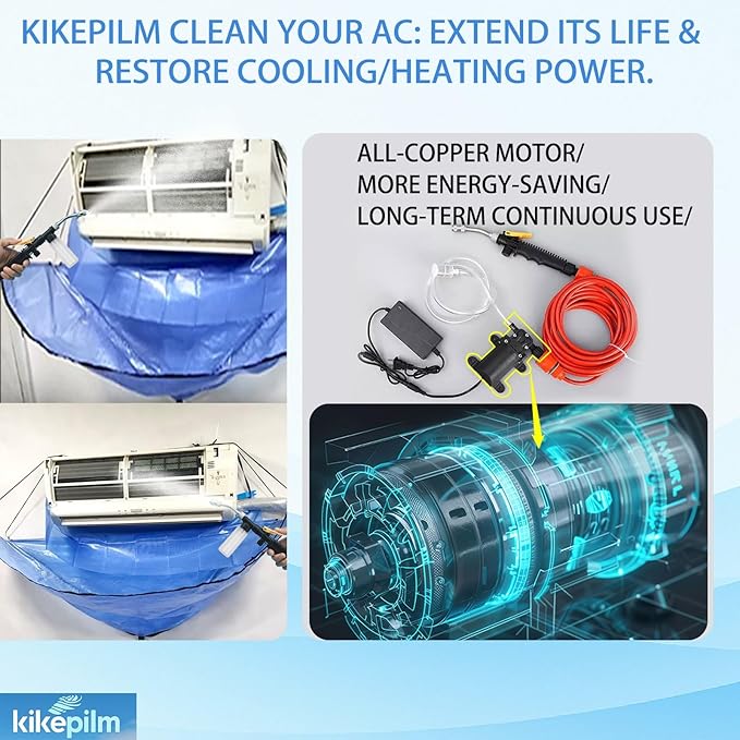 Mini Split Cleaning Bag Kit with Double Hose Drain, Double Bracket,Uniquely Designed Mini Split-Type Cleaning System Bag(30PCS,Small,Blue)