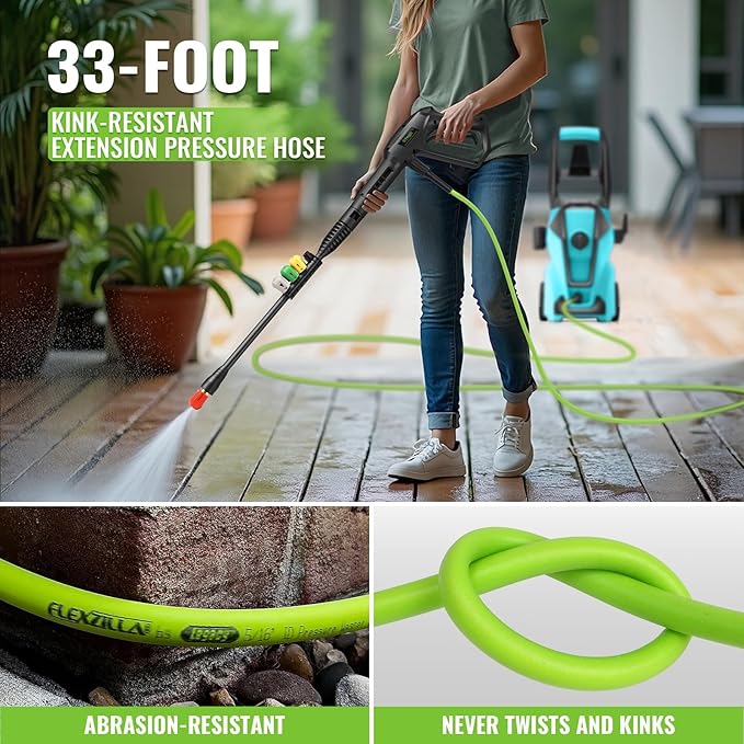 Professional Electric Pressure Washer, 5000PSI Power Washer with Foam Cannon,4 Nozzles,33FT Hose and Soap Bottle,Car Wash Machine/Car/Driveway/Patio Clean,Blue