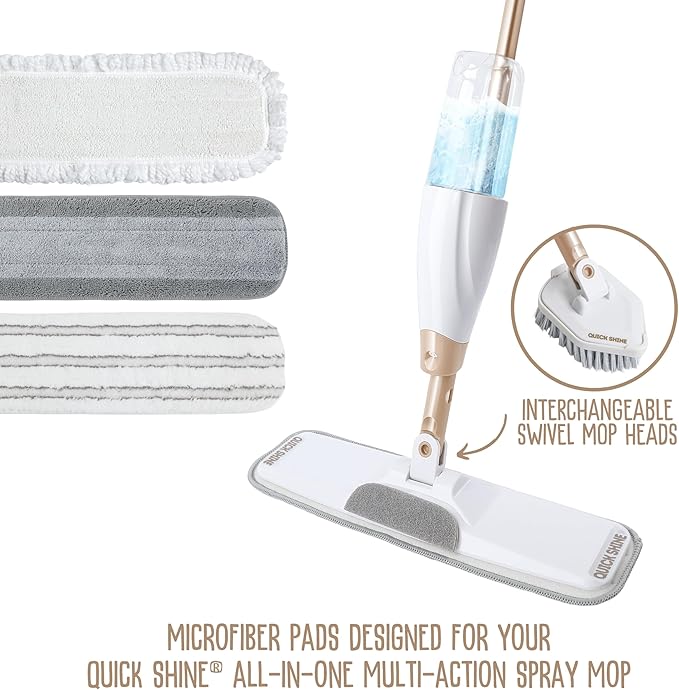 Quick Shine Clean + Dust Pad | Thick White Microfiber Pad Ideal for Dry Dusting and Floor Cleaning | Reusble, Washable & Safe for All Hard Surface Floors