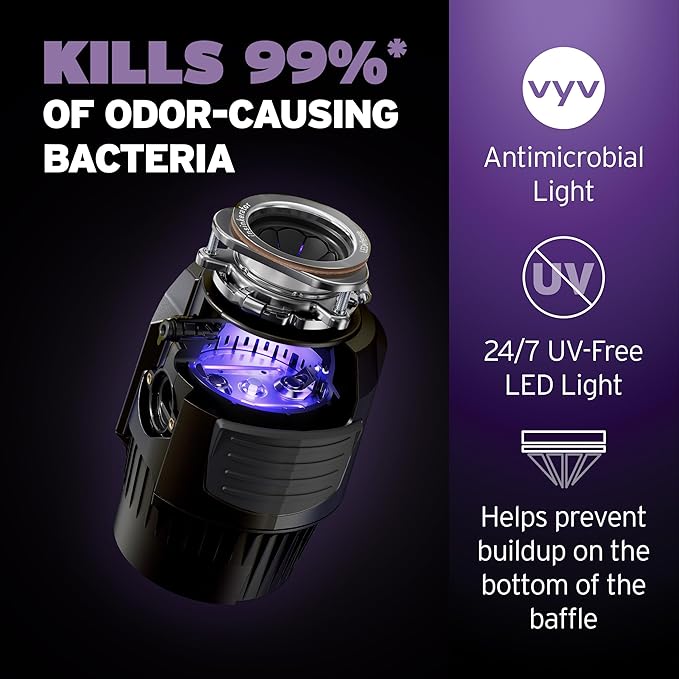 INSINKERATOR LEDefense Garbage Disposal Flange, Antimicrobial LED Accessory for INSINKERATOR Garbage Disposals, FLG-SS-LED