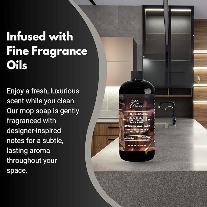 Luxury Floor Cleaner, Scented Mop Soap Concentrate | Hard Floor Cleaner for Tile, Vinyl, Laminate, LVP & Sealed Hardwood | Low-Foam, Streak-Free | 36 oz | Her Obsession