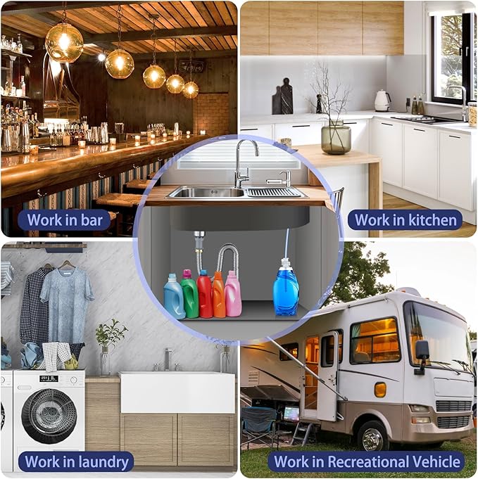 Kitchen Sink Soap Dispenser with 40" Extension Tube, Built-in Countertop Dish Soap Pump with Sponge Holder, ABS Smooth Pump Head, Under-Sink Bottle Connection Kit for Less Refills
