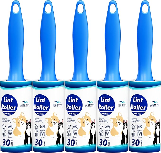 Mini Extra Sticky Lint Rollers for Travel - 150 Sheets Small Sized Portable Lint Removers for Pet Hair and Debris Pickup150