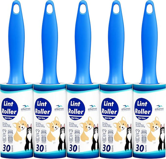 Mini Extra Sticky Lint Rollers for Travel - 150 Sheets Small Sized Portable Lint Removers for Pet Hair and Debris Pickup150