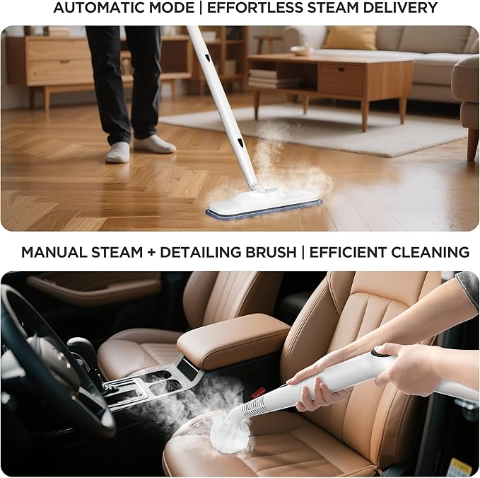 All-in-1 Steam Cleaner with 25 PSI High-Pressure Boiler, 21-Piece Accessory Kit, Portable Handheld & Floor Steamer for Tiles, Grout, Furniture and Car, Chemical-Free Deep Cleaning,3 Colors Selection